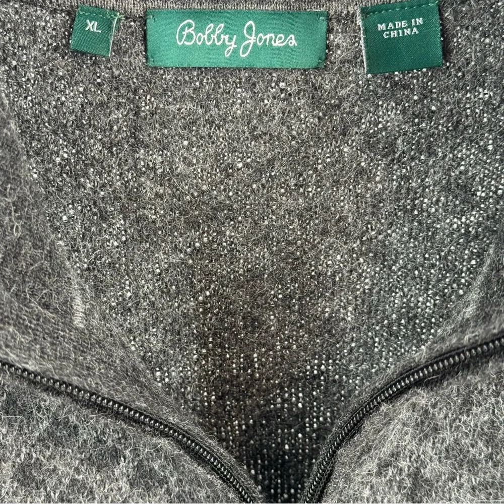 Bobby Jones Men’s Baby Alpaca Gray Quarter Zip Sweater Size XL